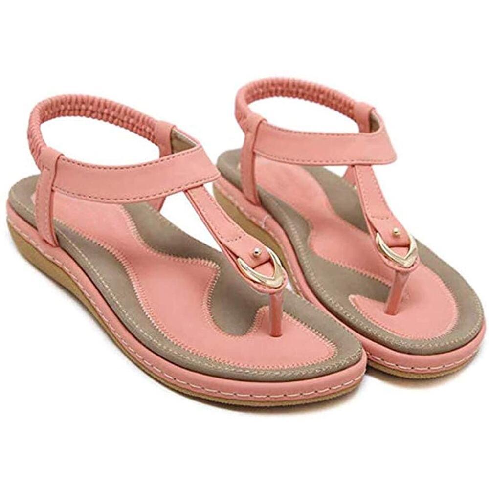 SOCOSANDS Pink Tan Strappy Sandals NWOT 43‎ Rubber Sole Elastic Strap 9